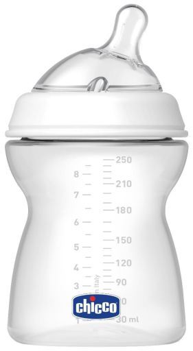 Feeling Natural Feeding Bottle 250ml Teat Medium Flow Leaning 2M +
