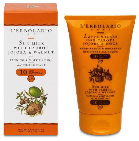 L'Erbolario Sun Milk with Carrot Jojoba and Walnut SPF 10 125 ml