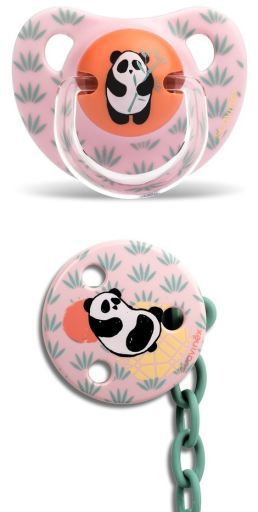 Latex Anatomic Pacifier + Panda Pink Brooch 6 to 18 Months