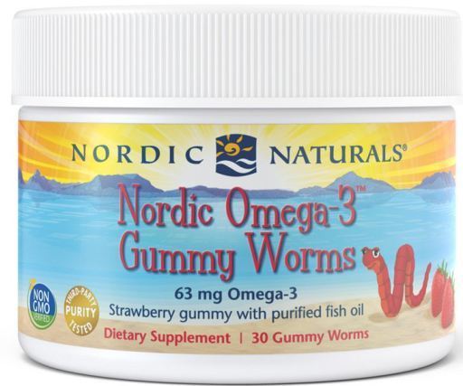 Gummy Worms Omega-3 Strawberry 63 mg 30 Worms