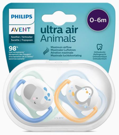Ultra Air Pacifiers from 0 to 6 Months 2 pcs