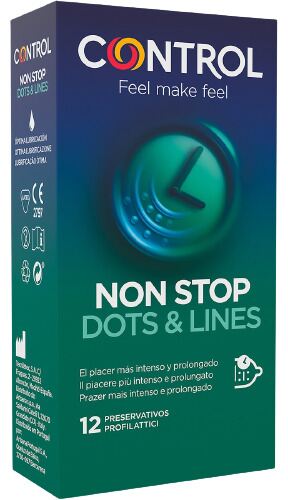 Non Spot Condoms, Dots and Ribs, 12 units