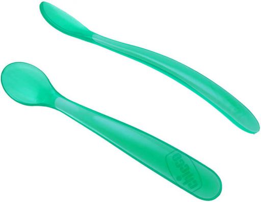 Chicco Soft Silicone Spoon 6m + Blue 2 Units