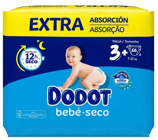 Dodot Dry Baby Diapers Extra Absorption Size 3 from 7 to 11 Kg 66 Units