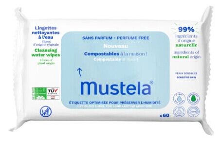 Mustela Cotton Water Wipes 60 Units