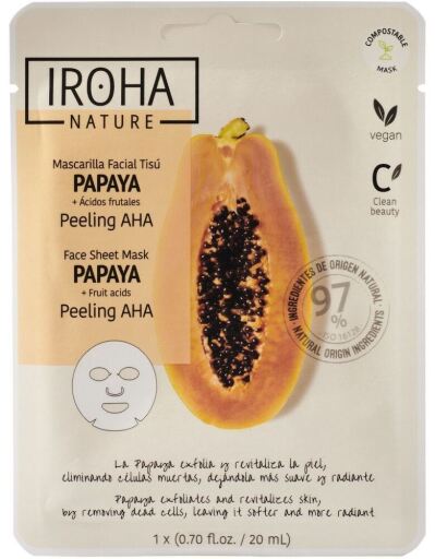 Iroha Papaya Peeling Aha Facial Mask Tissue 1 Unit
