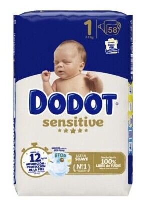 Dodot Sensitive Diaper Size 1 2-5 Kg 58 Units