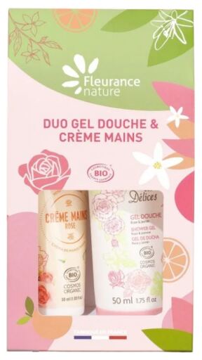 Fleurance Nature Duo Gel Douche et Cr&egrave;me Mains Rose 2 Pieces