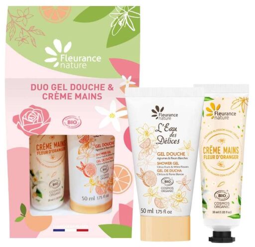 Fleurance Nature Duo Gel Douche et Cr&egrave;me Mains Agrumes & Fleur d'Oranger 2 Pieces
