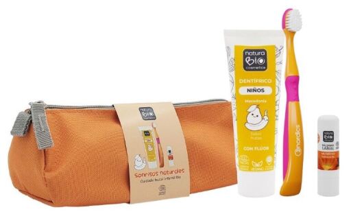 NaturaBIO Cosmetics Orange Children's Oral Hygiene Set, 4 Pieces