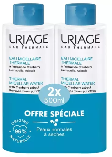 Uriage Thermal Micellar Water for Normal-Dry Skin 2 x 500ml Pack